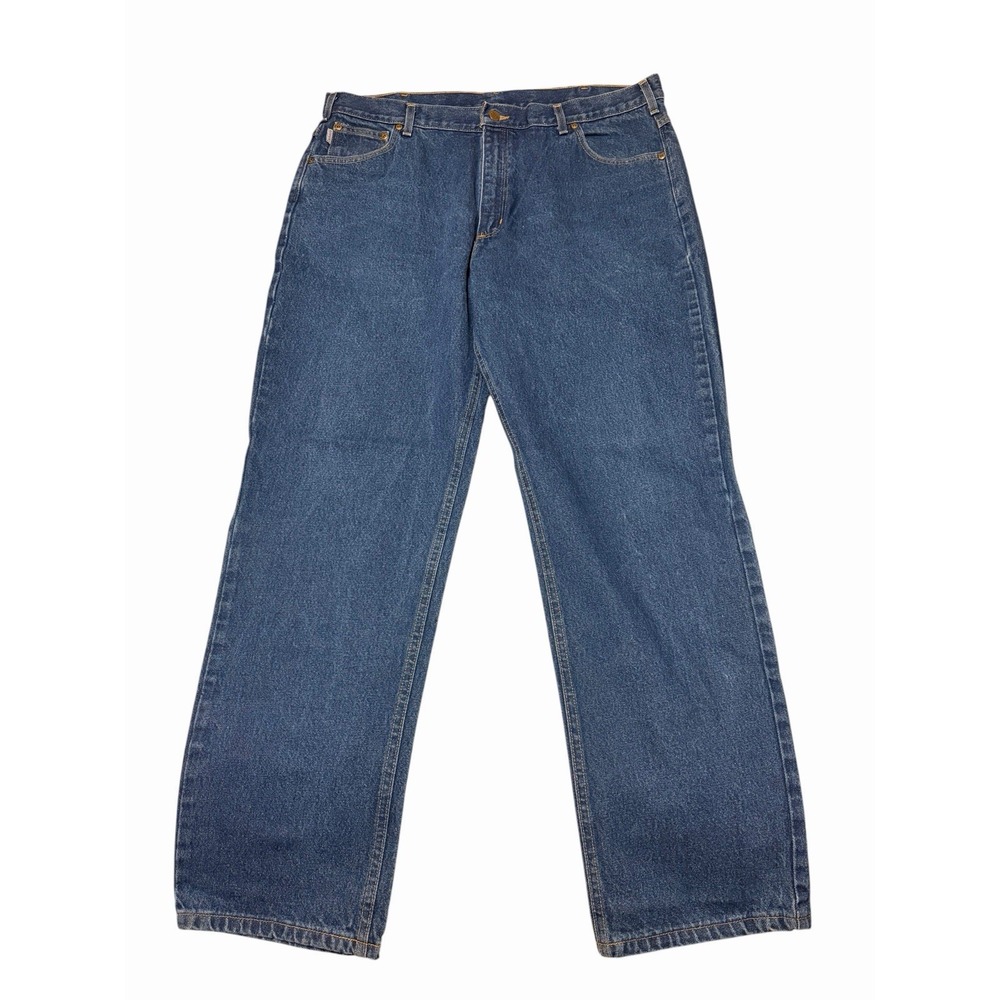 Carhartt 42x34 Blue Denim Jeans Straight Medium Wash Regular 100% Cotton